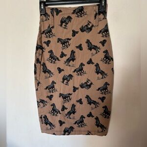 Switchblade Stiletto novelty, horse, print pencil skirt,  size medium